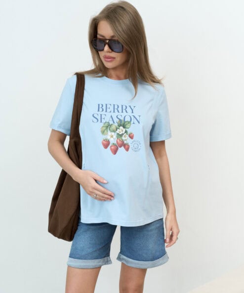 Голубая футболка для будущих и кормящих мам Berry Season