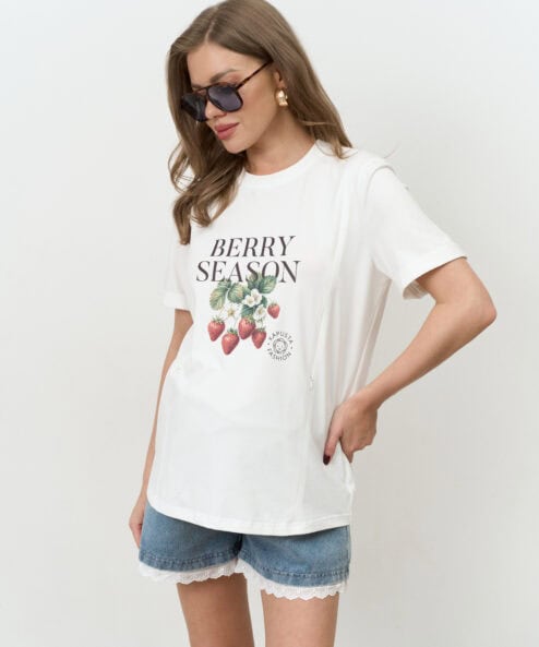 Молочная футболка для будущих и кормящих мам Berry Season