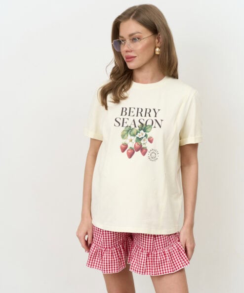 Сливочная футболка для будущих и кормящих мам Berry Season